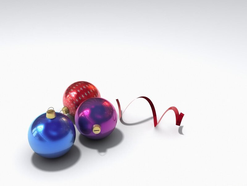 Three Christmas Ornaments — Blue, Festive, 3d Render