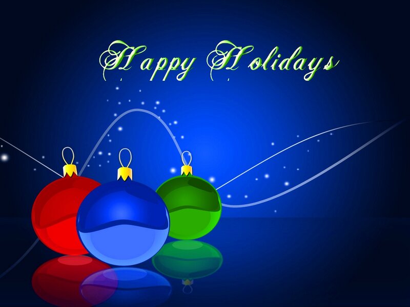 Three Christmas Ornaments — Blue, Festive, Night, Digital Art