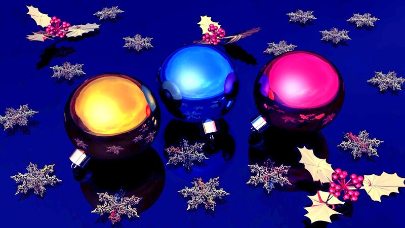 Three Christmas Ornaments — Blue, Festive, Winter