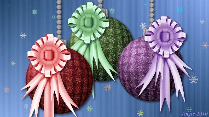 Three Christmas Ornaments — Blue