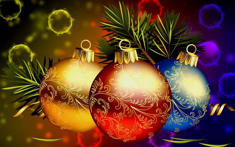Three Christmas Ornaments — Gold