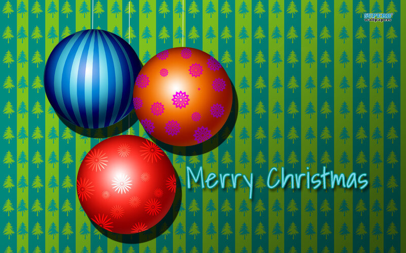 Three Christmas Ornaments — Green, Festive
