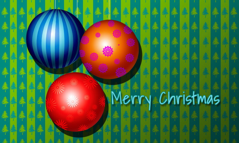 Three Christmas Ornaments — Green