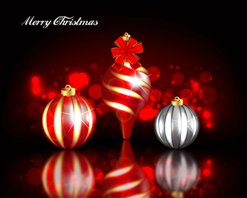 Three Christmas Ornaments — Red, Festive, Night