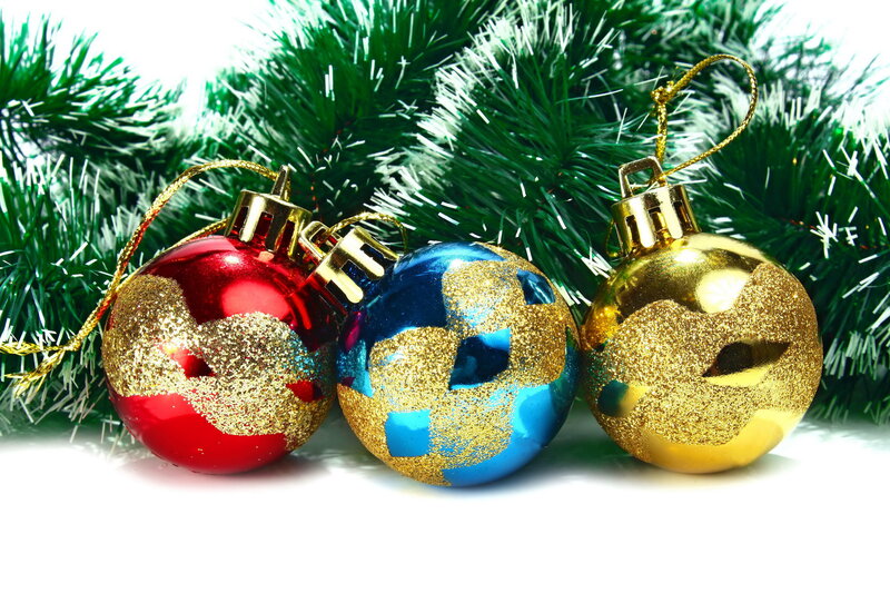 Three Christmas Ornaments — Red, Festive