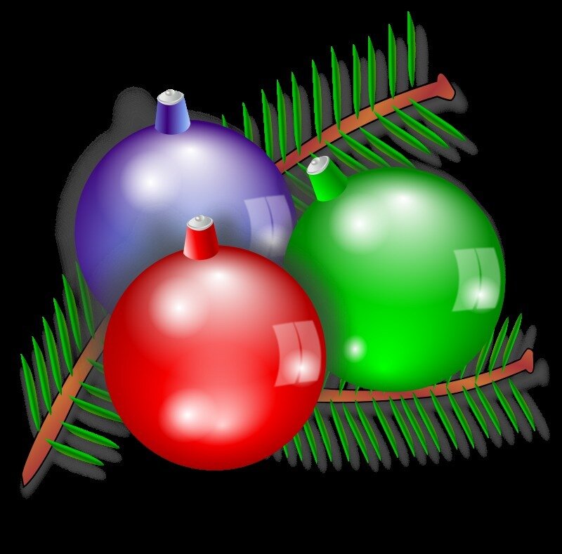 Three Christmas Ornaments — Red