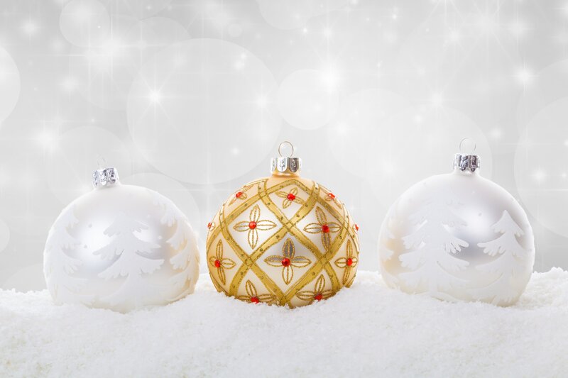 Three Christmas Ornaments — White