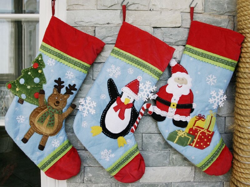 Three Christmas Stockings — Red