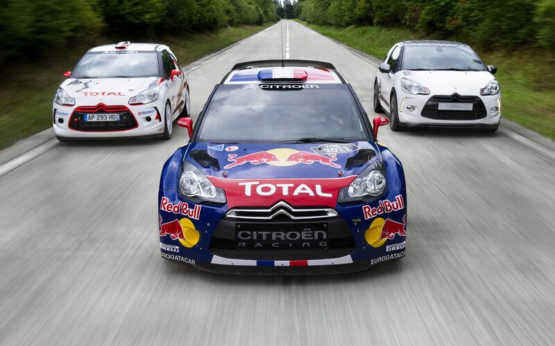 Three Citroen Rally Cars — Blue, Dynamic, Afternoon