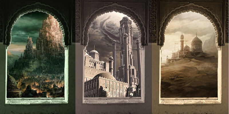 Three Cityscapes Through Arches