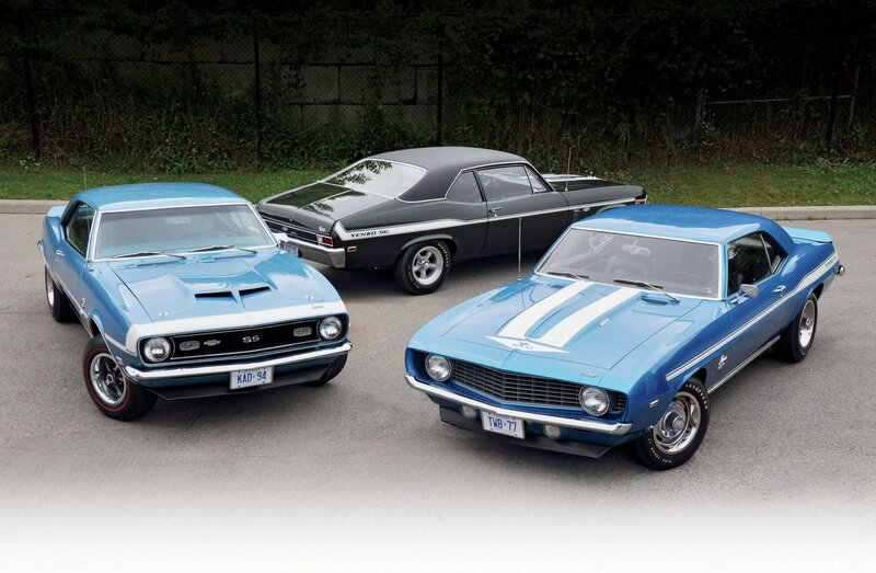 Three Classic Muscle Cars — Blue
