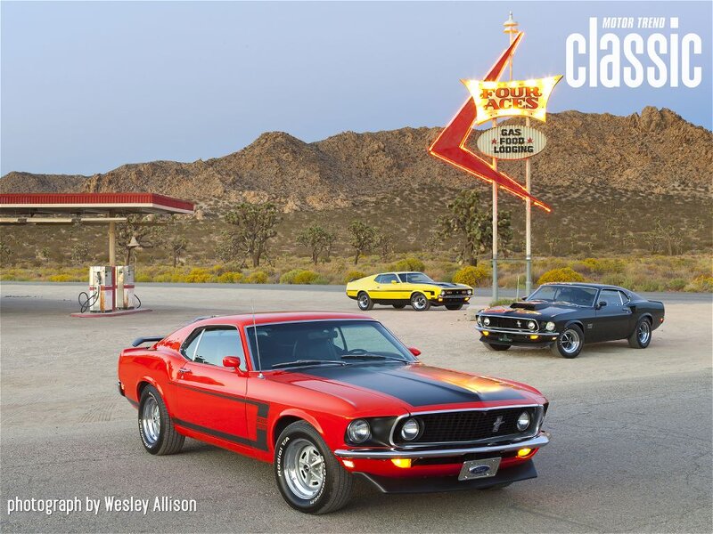 Three Classic Muscle Cars — Red, Dramatic