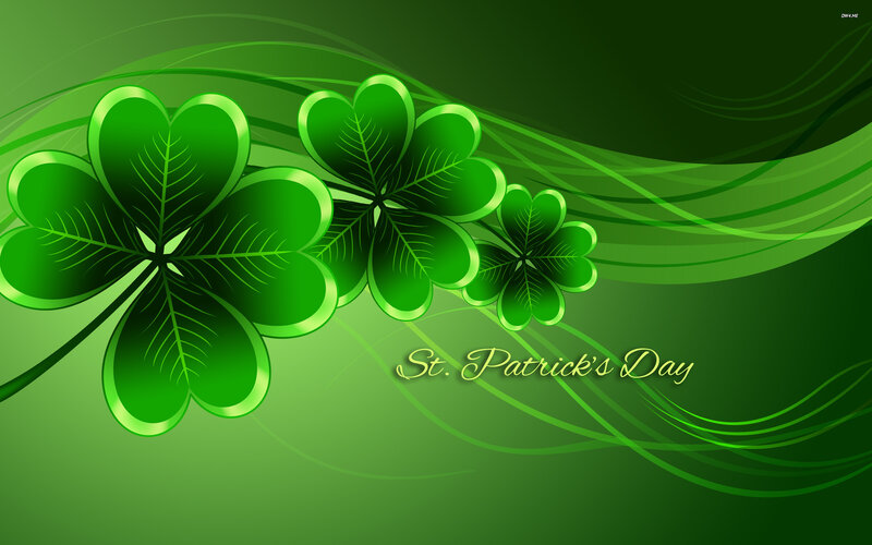 Three Clovers on Green
