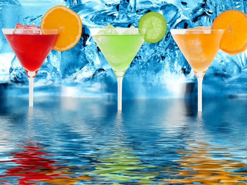 Three Cocktails in Glasses — Blue, Refreshing