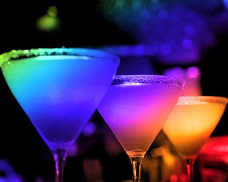 Three Cocktails in Glasses — Blue, Vibrant