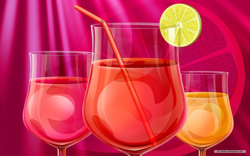 Three Cocktails in Glasses