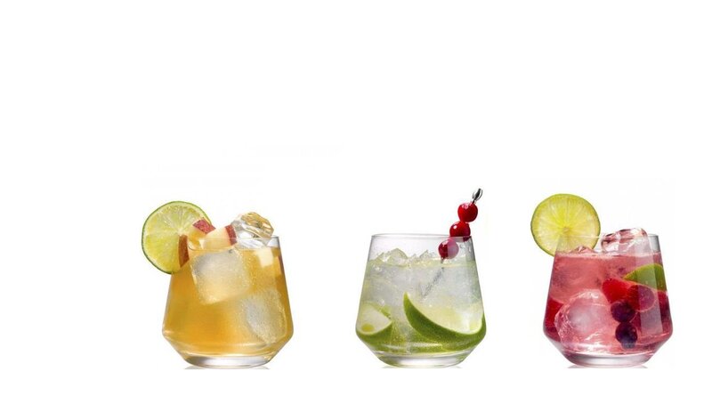 Three Cocktails in Glasses — Yellow
