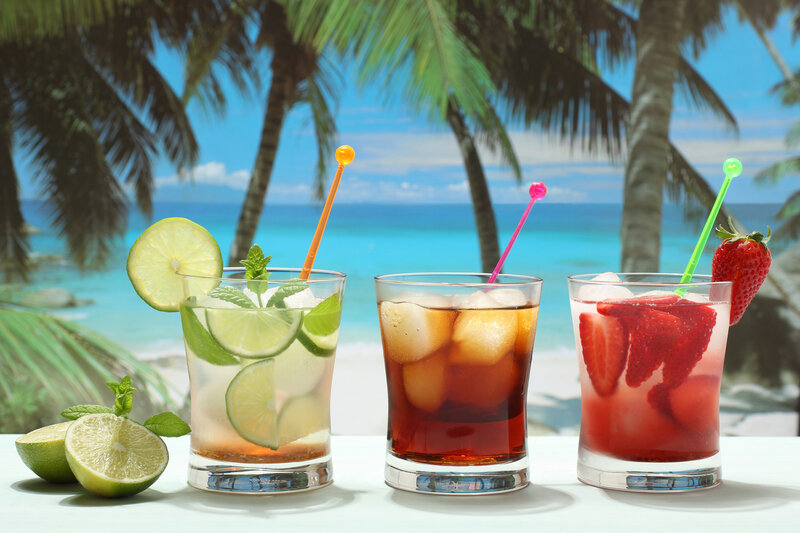 Three Cocktails on Beach