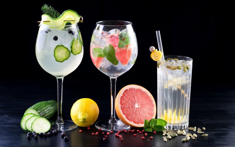 Three Cocktails on Black