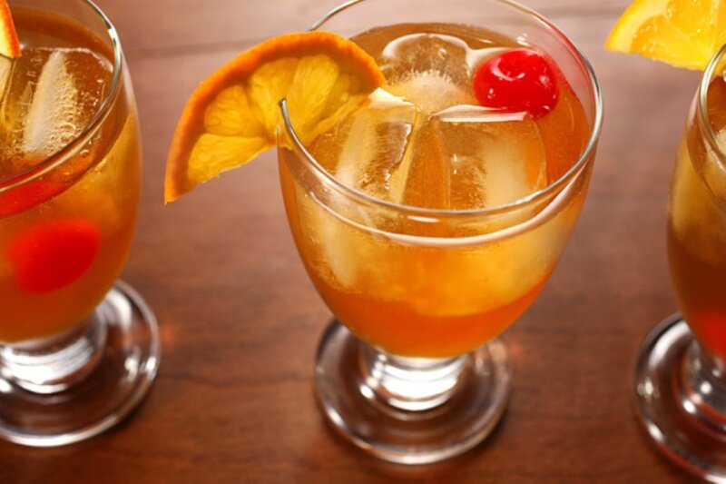 Three Cocktails on Table — Brown