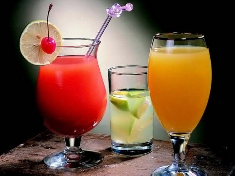 Three Cocktails on Table