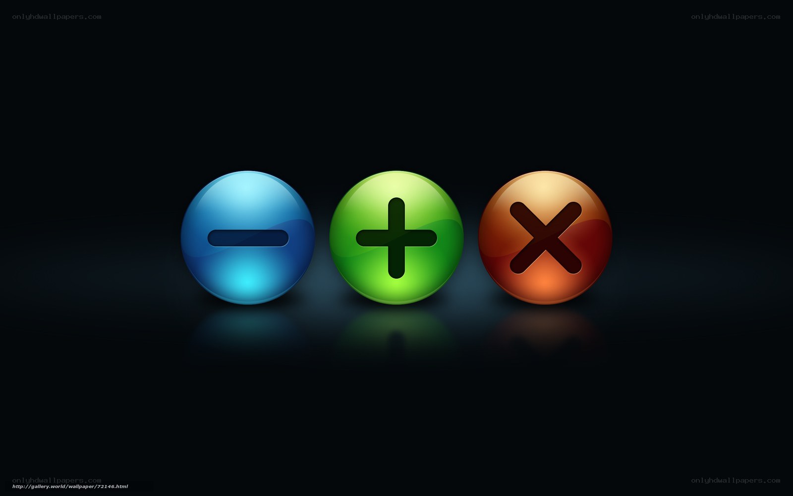 Three colored buttons with symbols