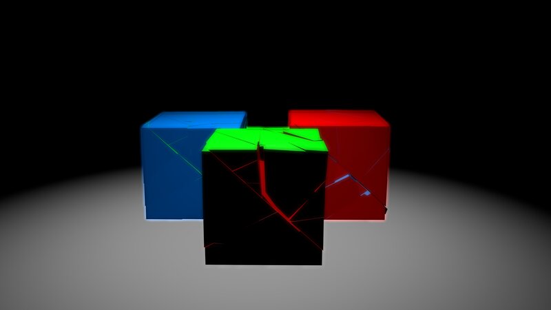 Three Colored Cubes — Blue
