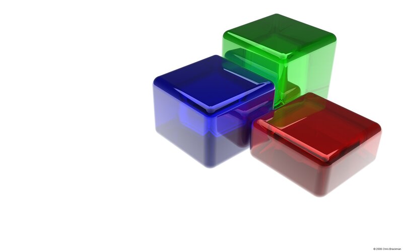 Three Colored Cubes — Red, Neutral, 3d Render