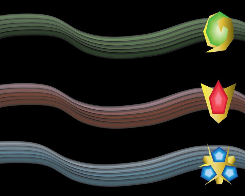 three colored energy streams
