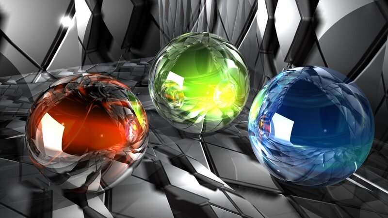 Three Colored Glass Spheres — Green