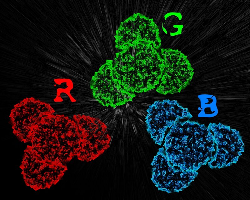 Three Colored Molecular Structures