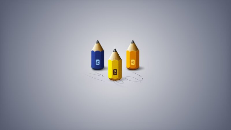 Three Colored Pencils — Gray, Neutral