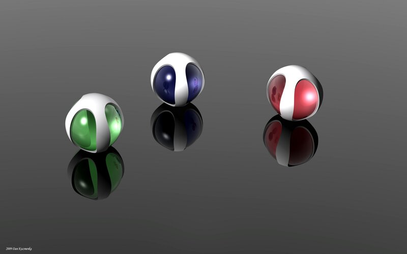 Three Colored Spheres — Gray