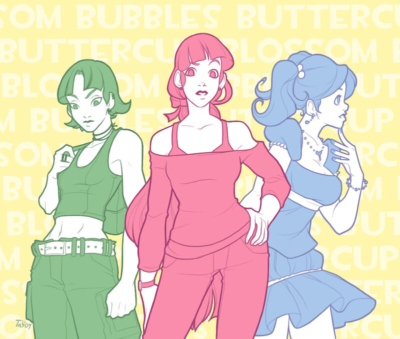 Three colorful anime girls