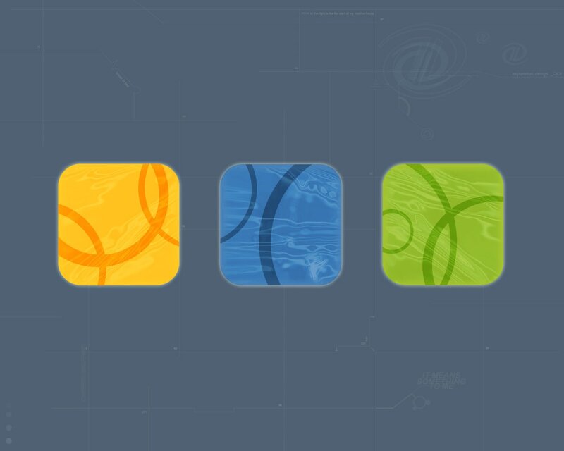 three colorful app icons