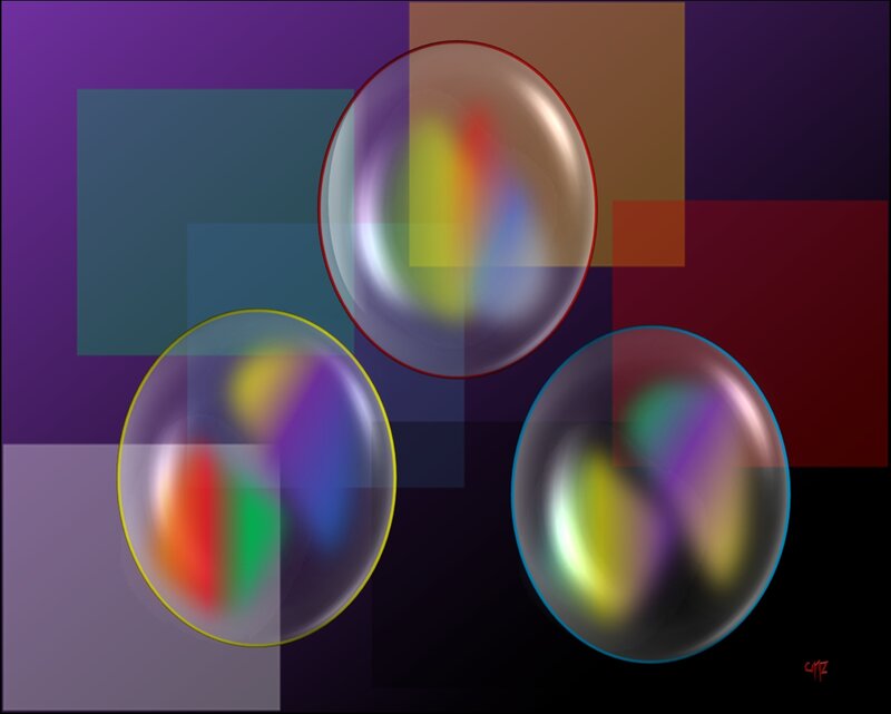 Three Colorful Bubbles