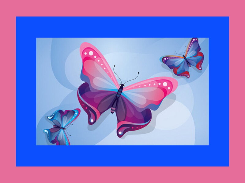 Three Colorful Butterflies — Blue