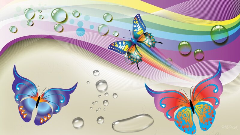 Three Colorful Butterflies — Purple