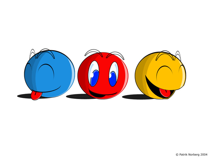 three colorful cartoon characters