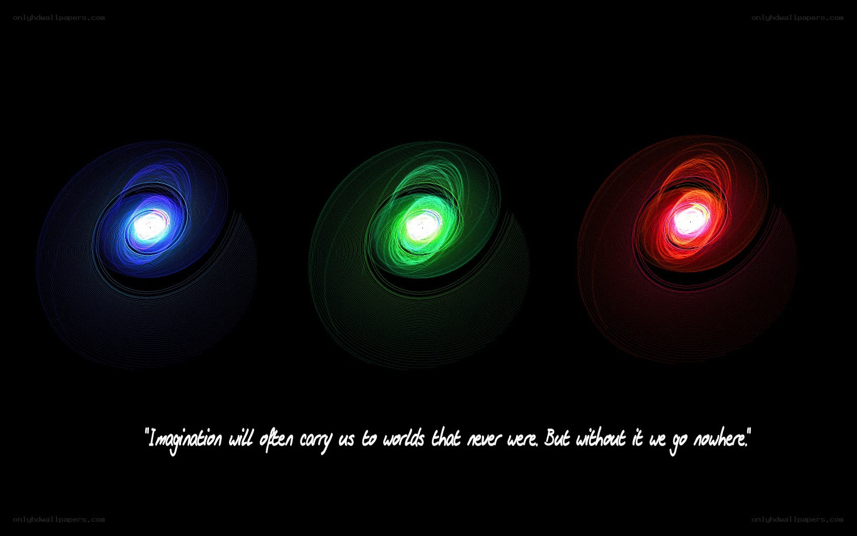 Three colorful energy vortices