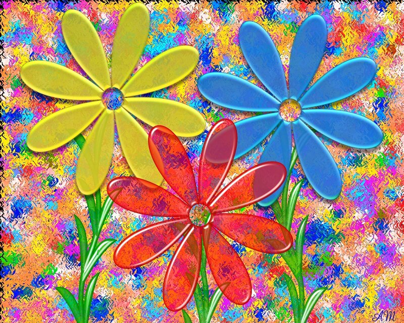 Three Colorful Flowers — Yellow