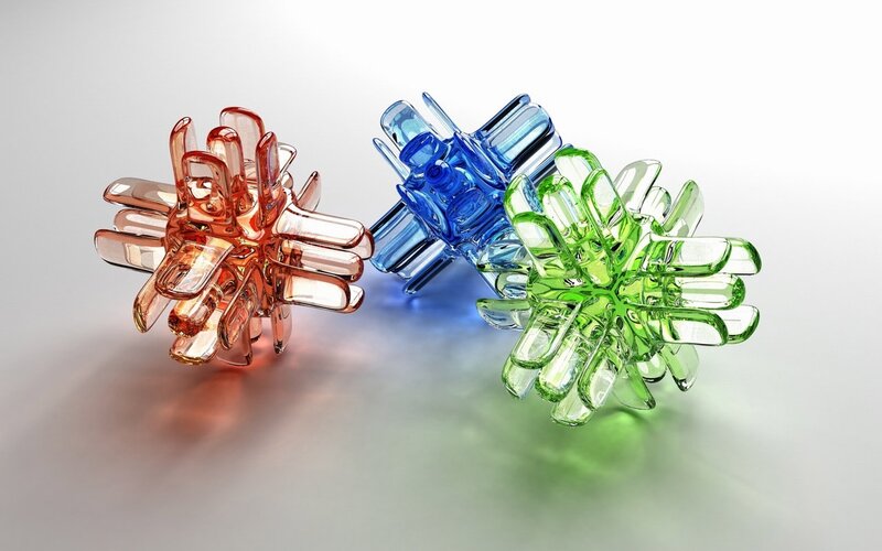 Three Colorful Glass Sculptures