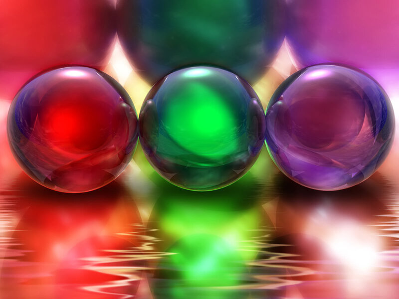 Three Colorful Glass Spheres — Red, Vibrant, 3d Render