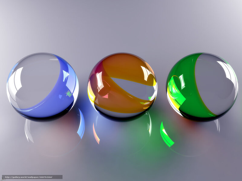 Three Colorful Glass Spheres