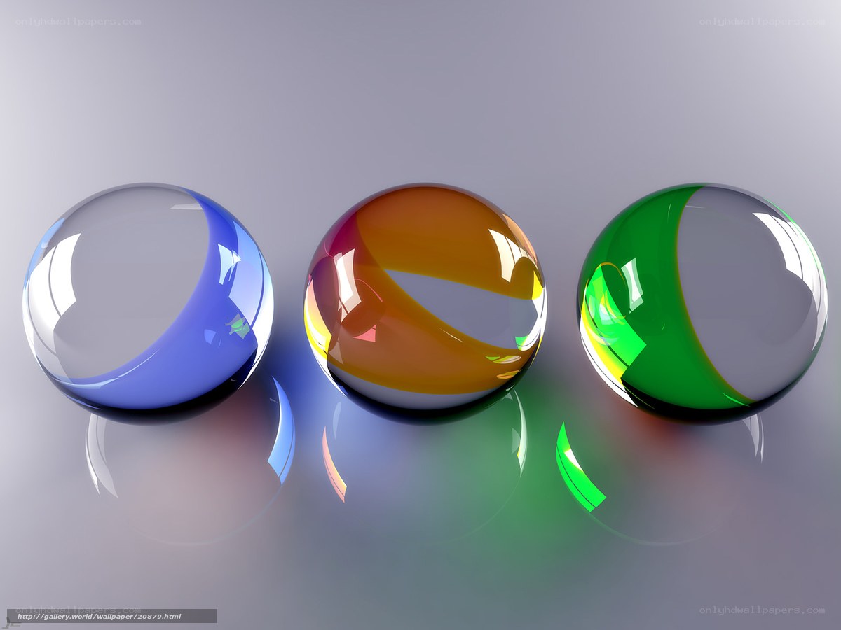 Three Colorful Glass Spheres