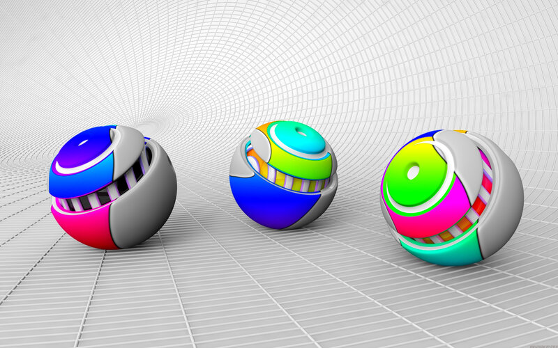 Three Colorful Spheres — Gray