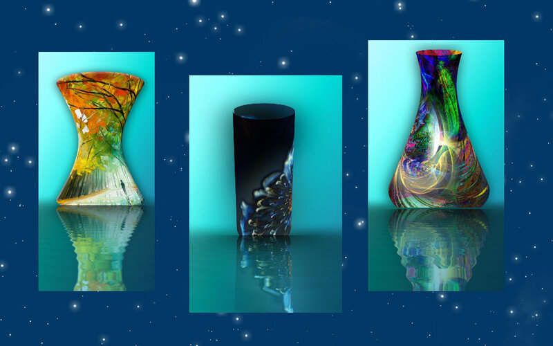 Three Colorful Vases