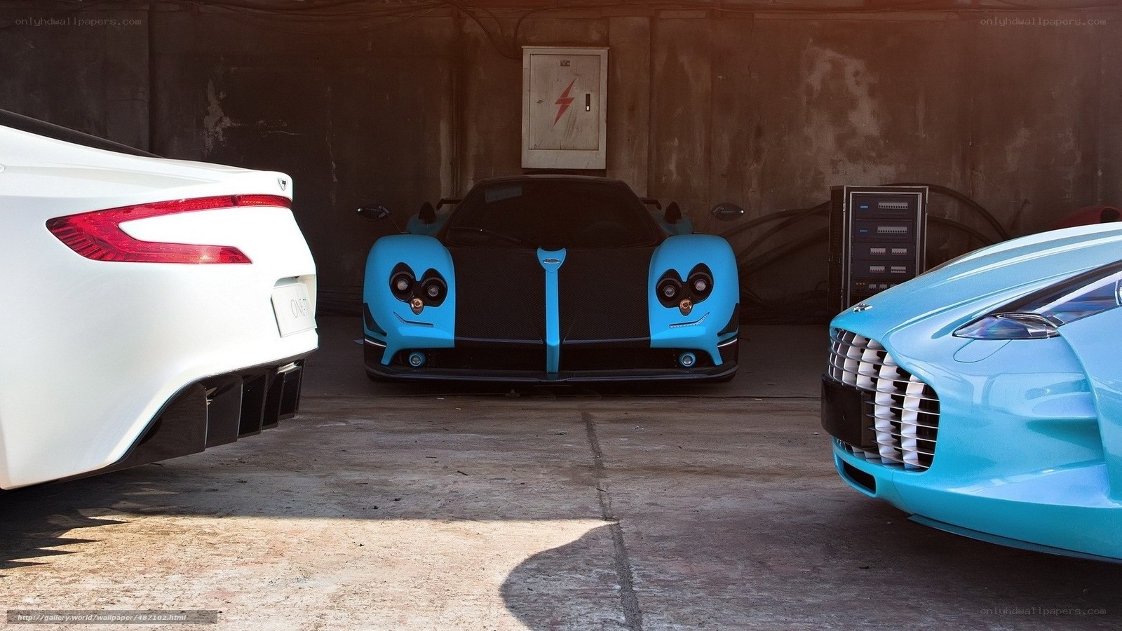 Three concept cars in garage