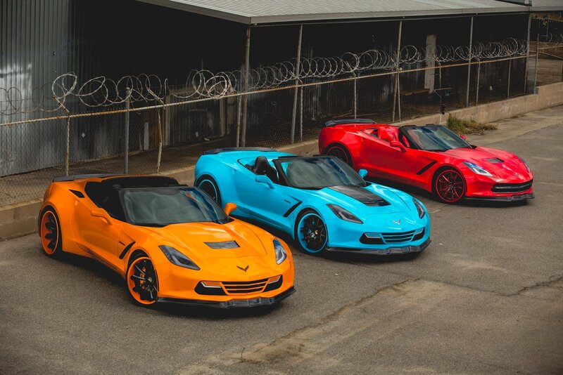 Three Corvette Cars — Orange
