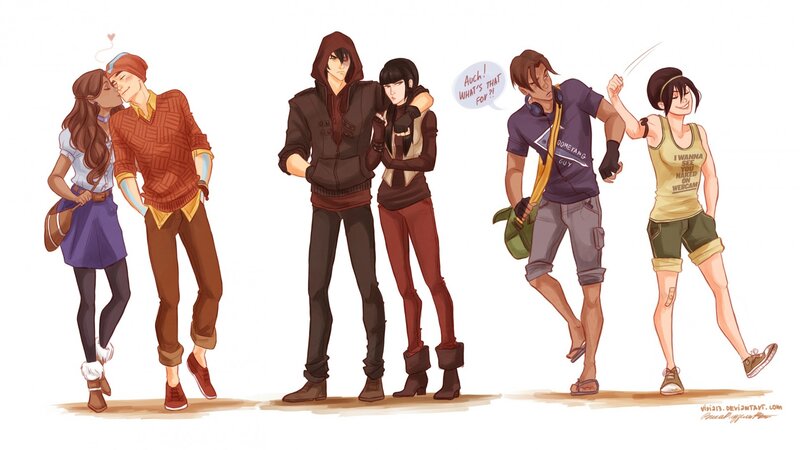 Three Couples in Anime Style